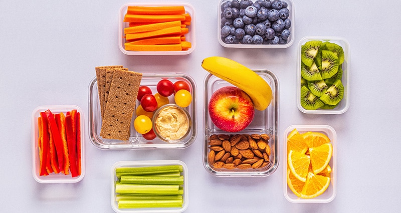 snacks in clear divided containers