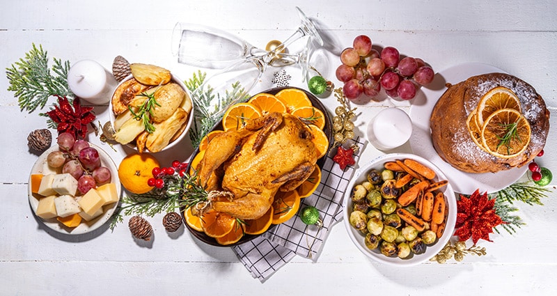 holiday meal on table