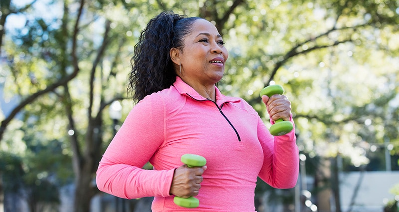 woman exercising outside