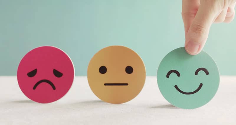 a sad, neutral and happy emoji set