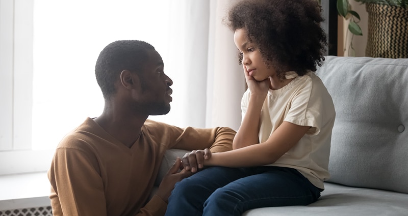 dad talking with child