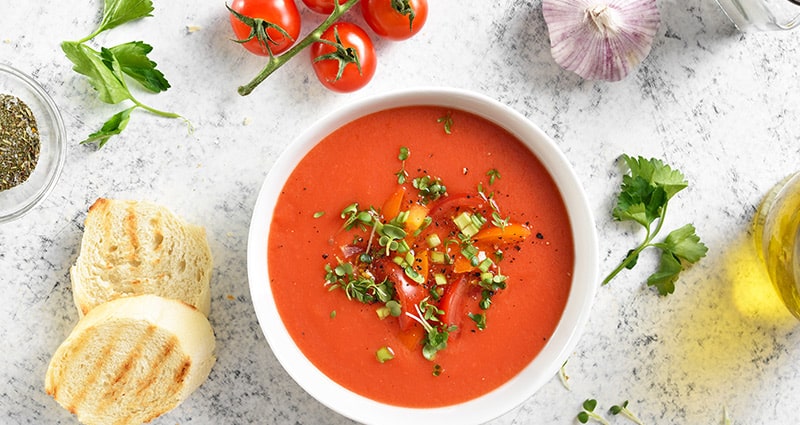 gazpacho on marble background