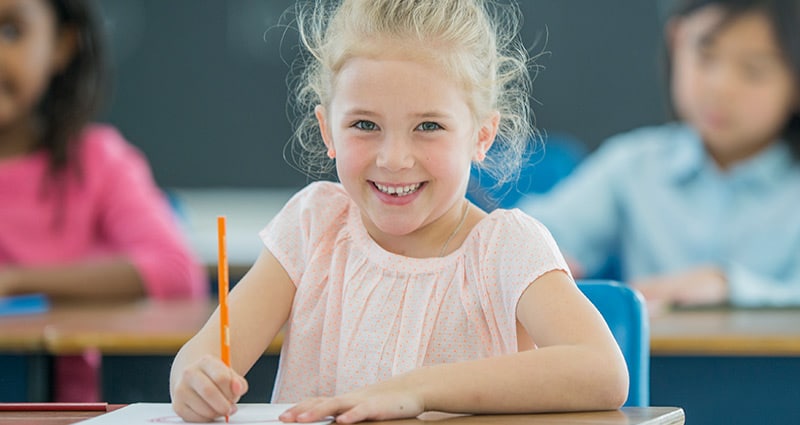 smiling girl in class