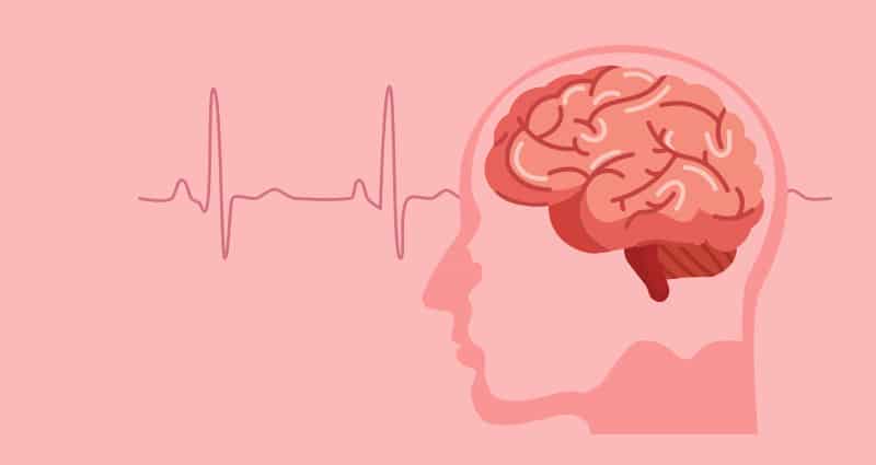 illustration of brain with brainwaves